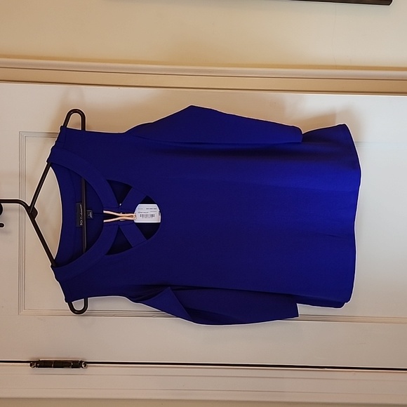 BOLD Elements Royal Blue Cold Shoulder Blouse - Picture 1 of 9